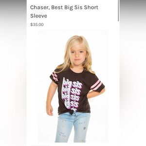 Chaser Toddler Girls Big Sis Jersey T-shirt Size 4 Like new!